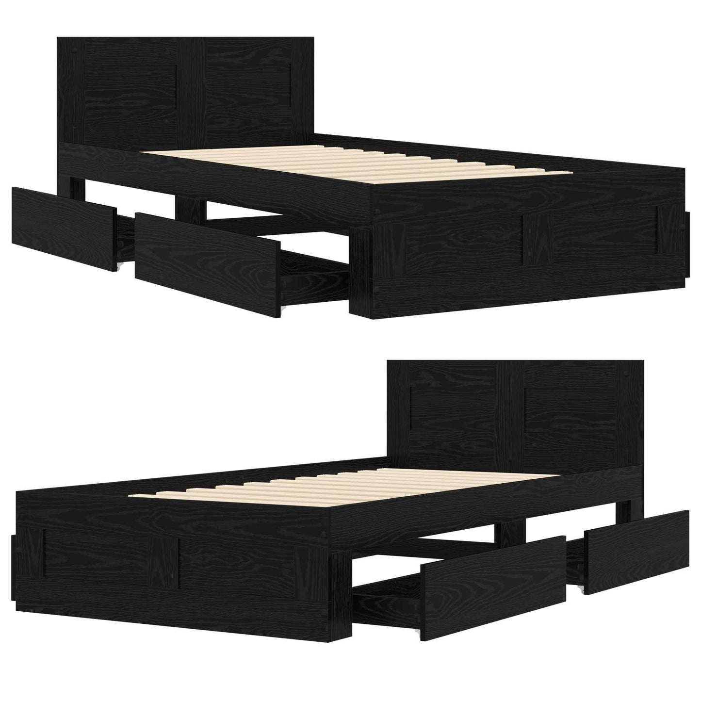 Bed Frame with Headboard Black Oak 80 x 200 cm Engineered Wood