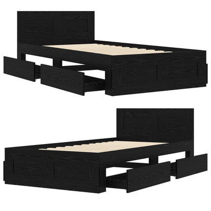 Bed Frame with Headboard Black Oak 80 x 200 cm Engineered Wood
