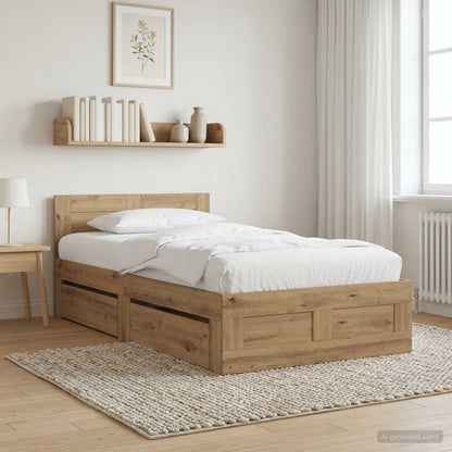 Bed Frame with Drawer 2 pcs Artisian Oak Engineered Wood