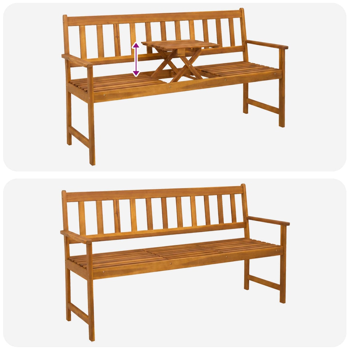 Garden bench 158 x 55 x 89 cm Solid Acacia Wood Natural