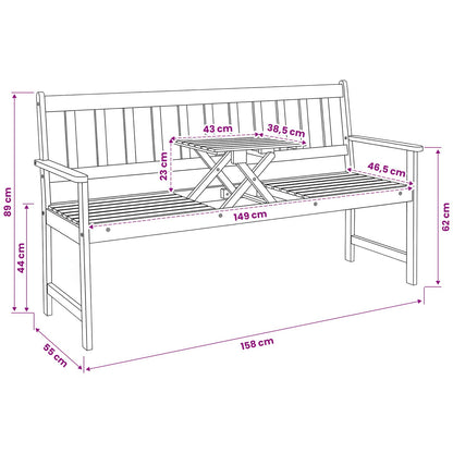 Garden bench 158 x 55 x 89 cm Solid Acacia Wood Natural