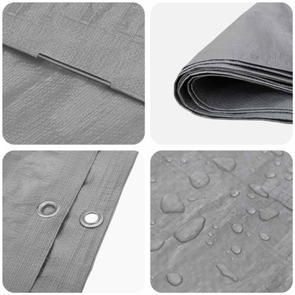 Tarpaulin with Eyelets Light Grey 3 x 4 m 90 gsm PE