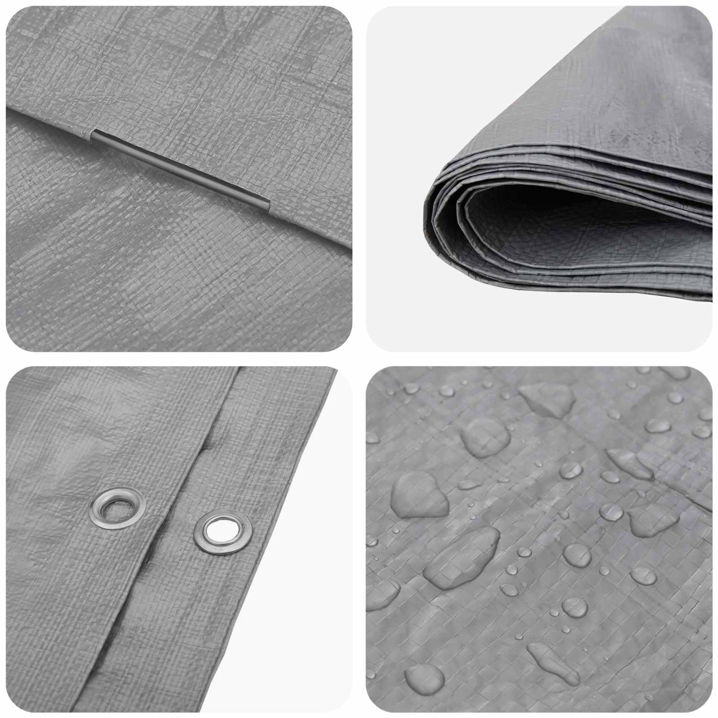 Tarpaulin with Eyelets Light Grey 6 x 6 m 90 gsm PE