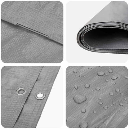 Tarpaulin with Eyelets Light Grey 2 x 3 m 180 gsm PE