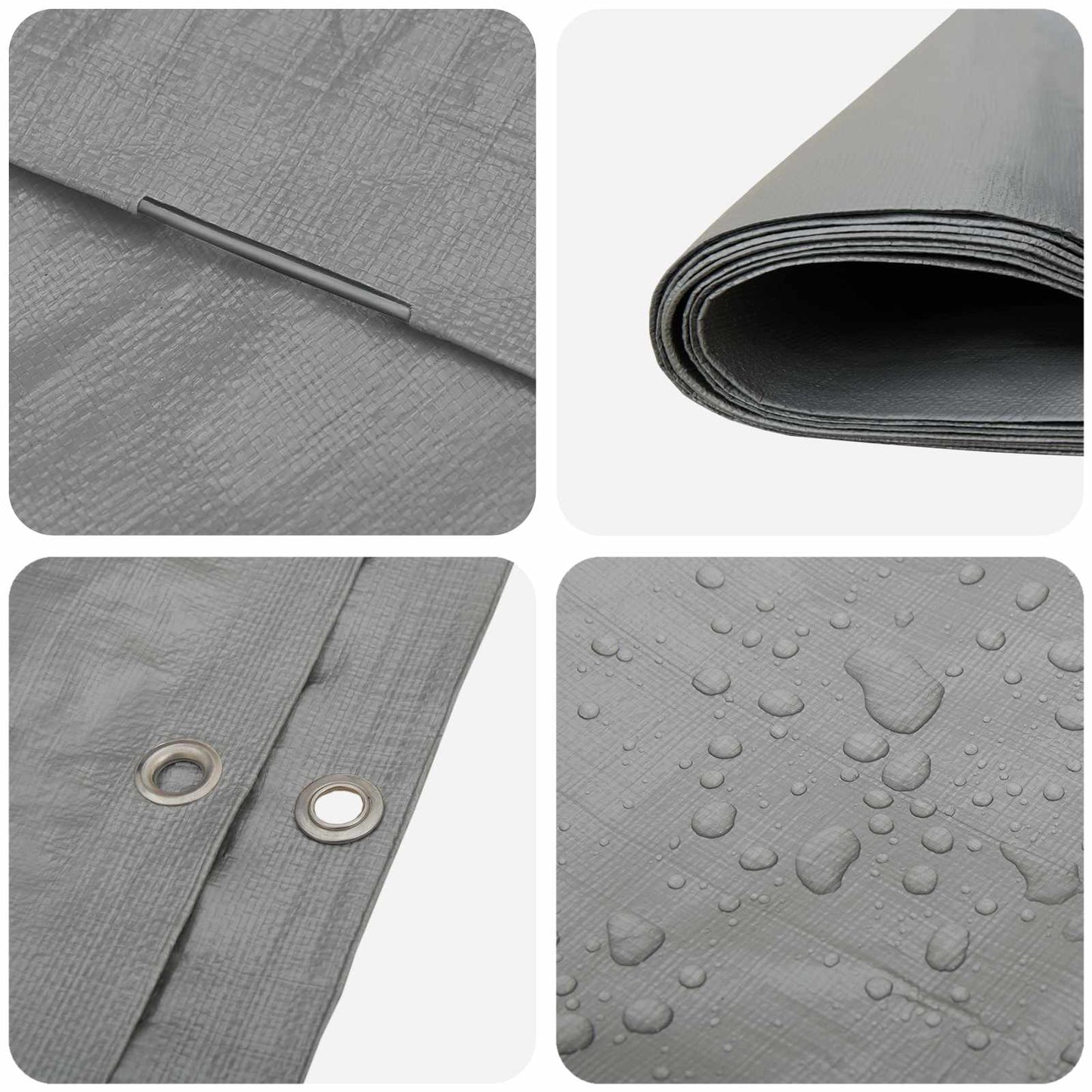 Tarpaulin with Eyelets Light Grey 6 x 10 m 260 gsm PE