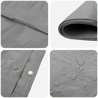 Tarpaulin with Eyelets Light Grey 6 x 10 m 260 gsm PE
