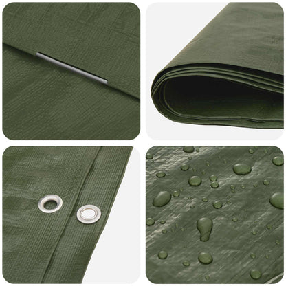 Tarpaulin with Eyelets Green 4 x 4 m 90 gsm PE
