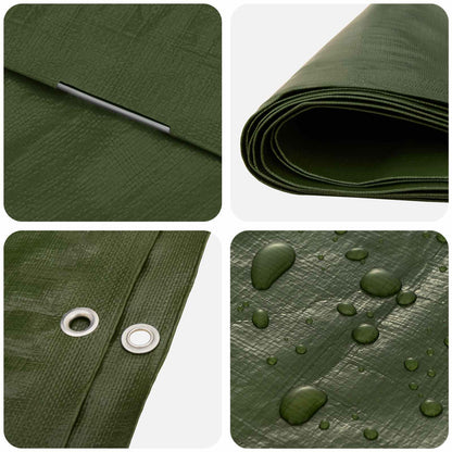 Tarpaulin with Eyelets Green 6 x 12 m 180 gsm PE