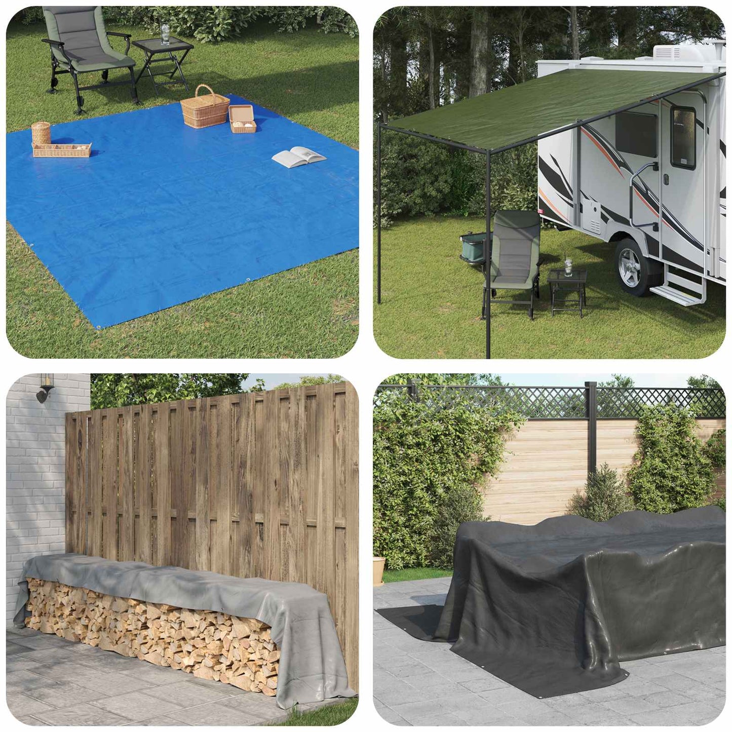 Tarpaulin with Eyelets Green 4 x 6 m 260 gsm PE
