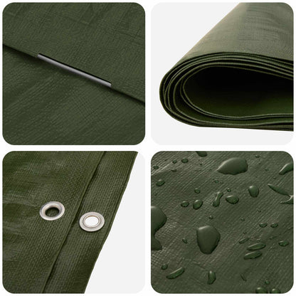 Tarpaulin with Eyelets Green 8 x 12 m 260 gsm PE