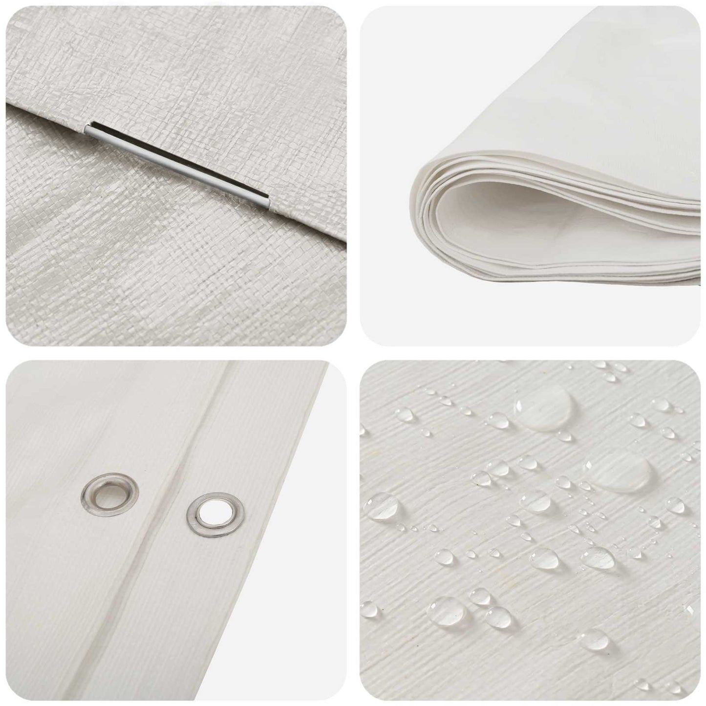 Tarpaulin with Eyelets White 6 x 8 m 260 gsm PE