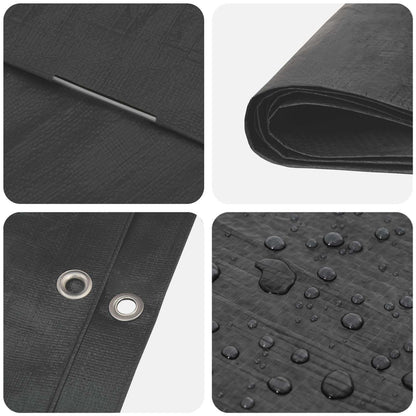 Tarpaulin with Eyelets Anthracite Grey 3 x 6 m 90 gsm PE
