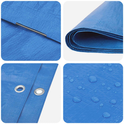 Tarpaulin with Eyelets Blue 6 x 10 m 90 gsm PE