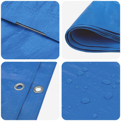 Tarpaulin with Eyelets Blue 3 x 6 m 180 gsm PE
