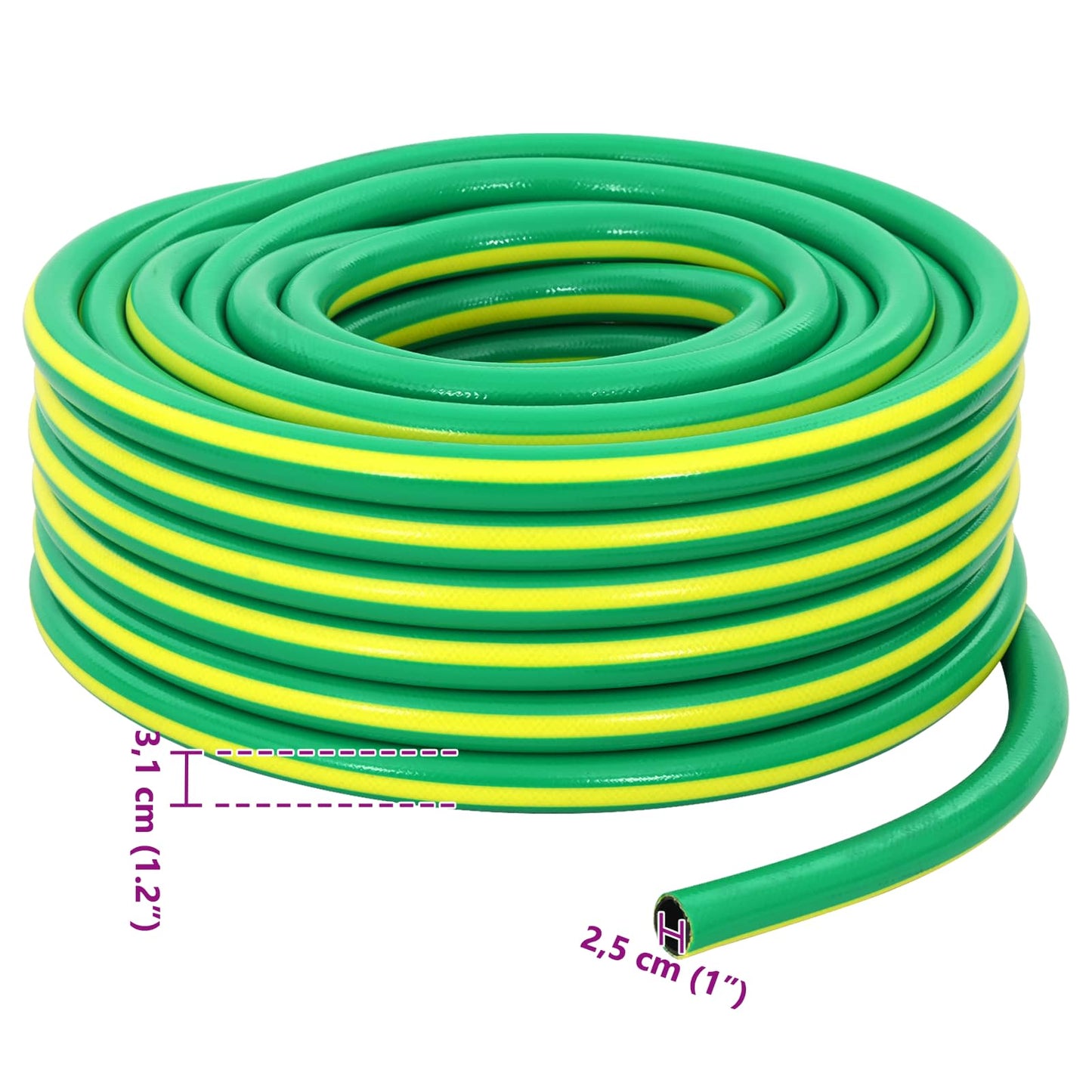 Garden Hose 5-Ply Green and Yellow 1" 20 m PVC