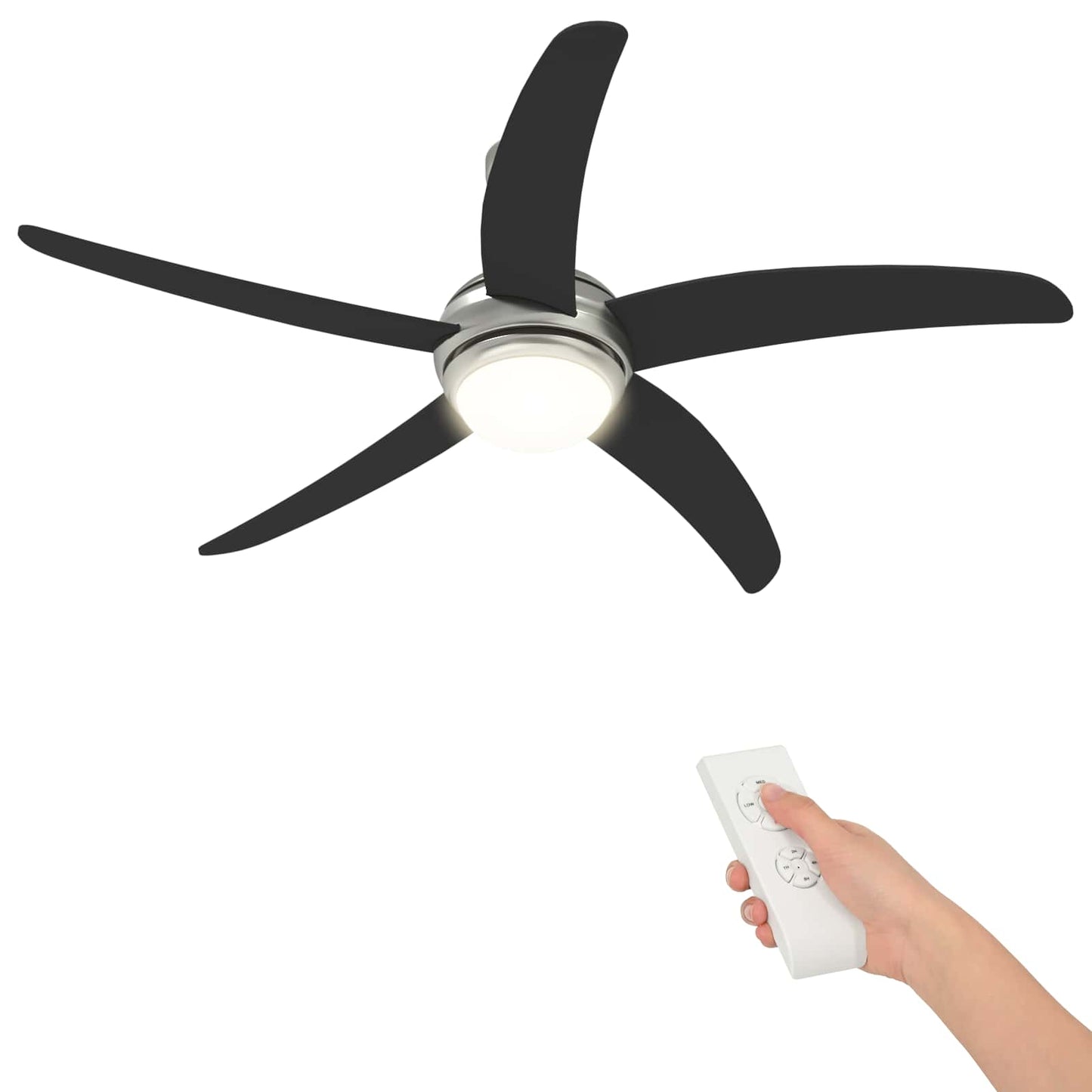 Ceiling Fan with Light and Remote Control Ø 130 cm Black