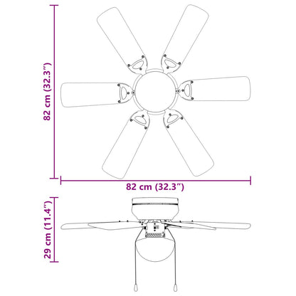 Ceiling Fan with Light Ø 82 cm Black