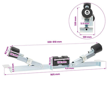 Boat Trailer Bottom Support 90.5 x 12 x 32 cm Galvanised Steel