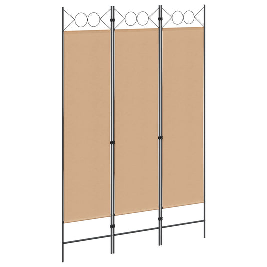 3-Panel Room Divider Beige 120 x 180 cm Fabric