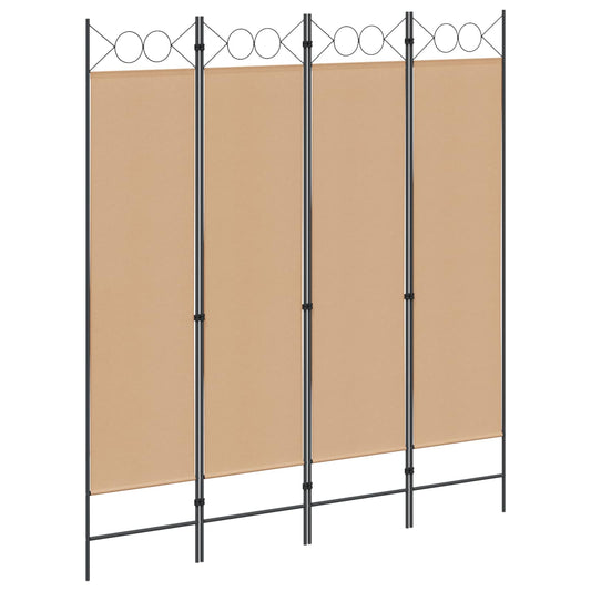 4-Panel Room Divider Beige 160 x 180 cm Fabric