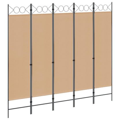 5-Panel Room Divider Beige 200 x 180 cm Fabric