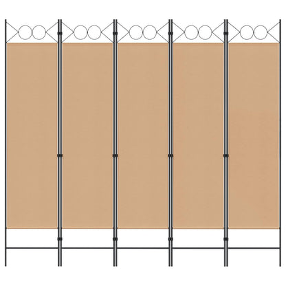 5-Panel Room Divider Beige 200 x 180 cm Fabric