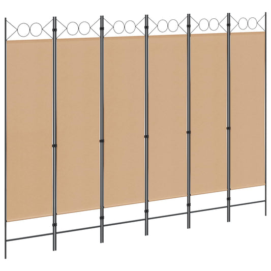 6-Panel Room Divider Beige 240 x 180 cm Fabric