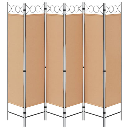 6-Panel Room Divider Beige 240 x 180 cm Fabric