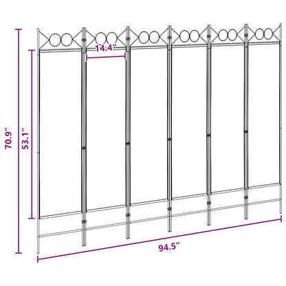 6-Panel Room Divider Beige 240 x 180 cm Fabric