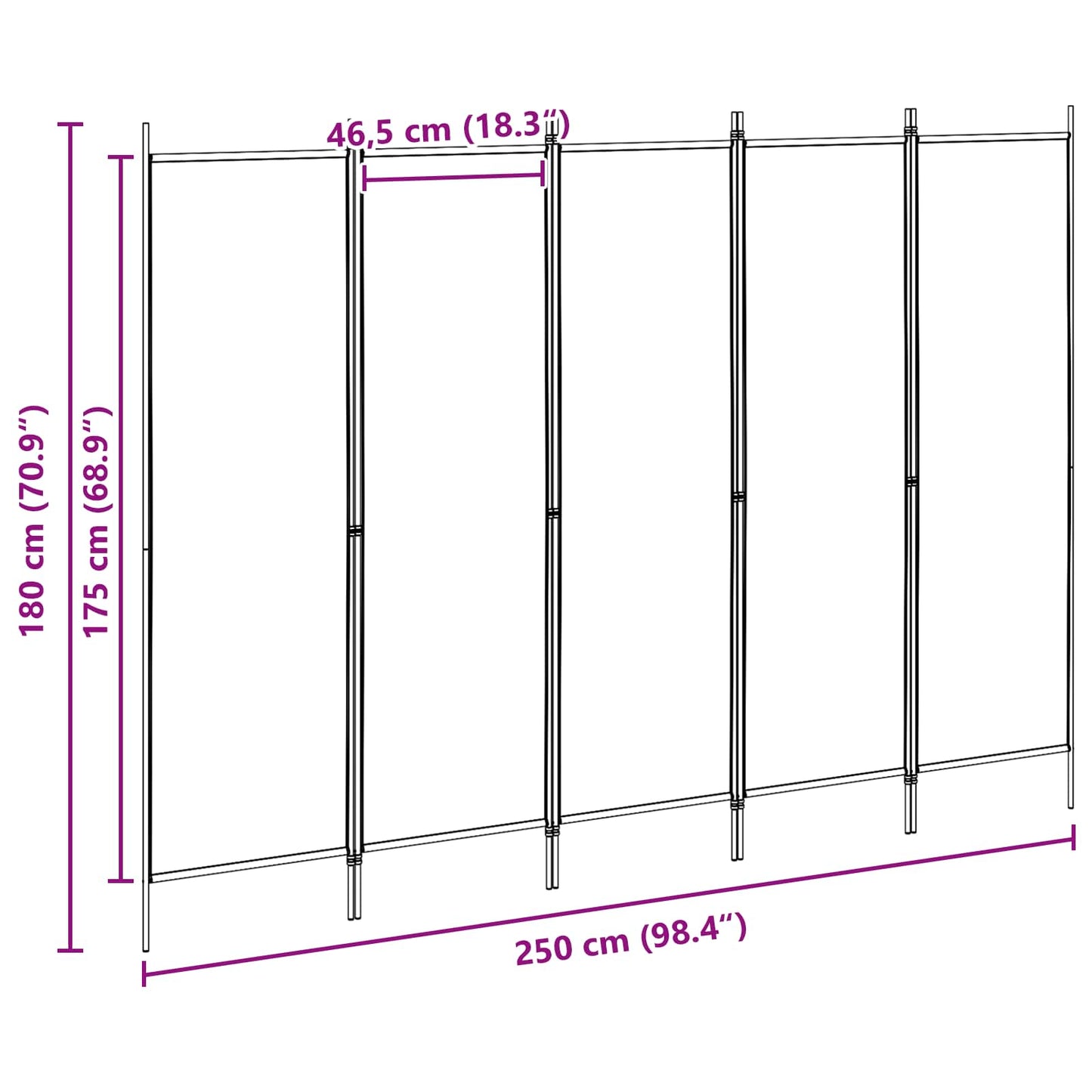 5-Panel Room Divider Beige 98.43 x 70.87 in Fabric