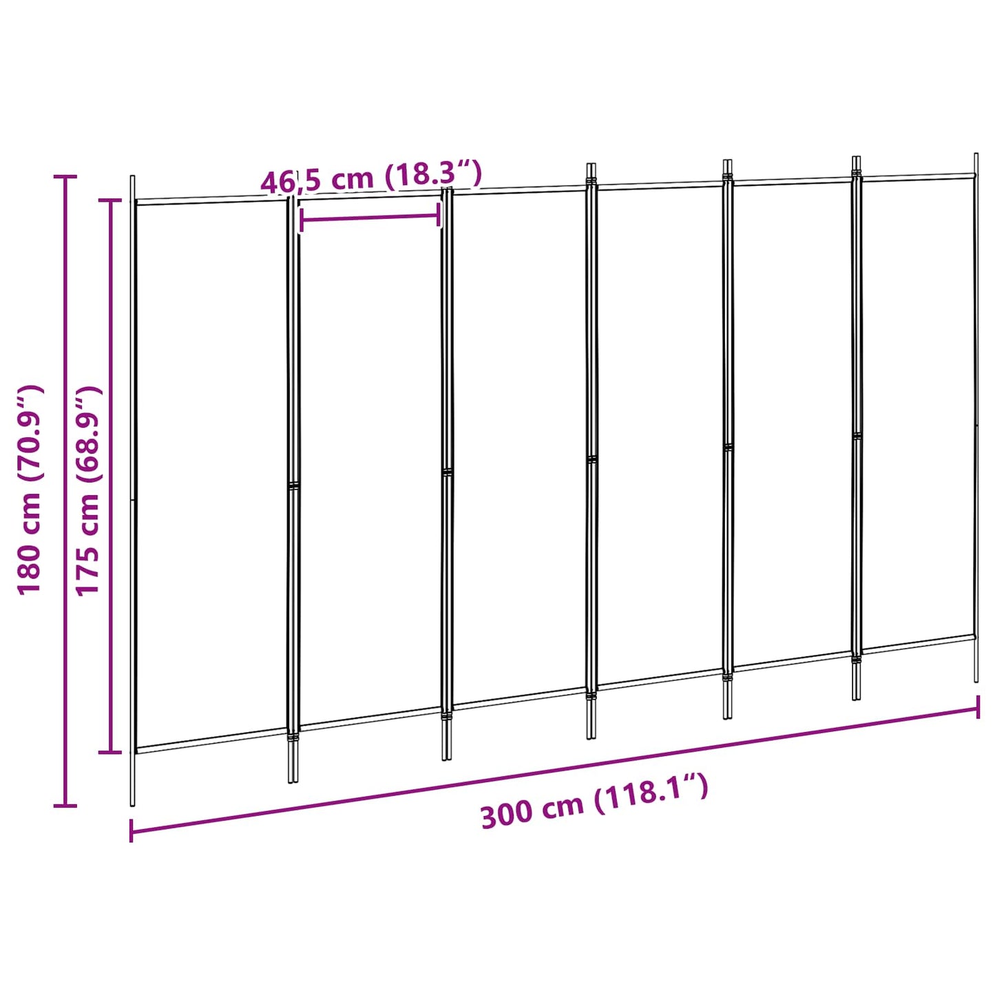 6-Panel Room Divider Beige 118.11 x 70.87 in Fabric