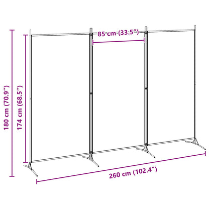 3-Panel Room Divider Beige 102.36 x 70.87 in Fabric