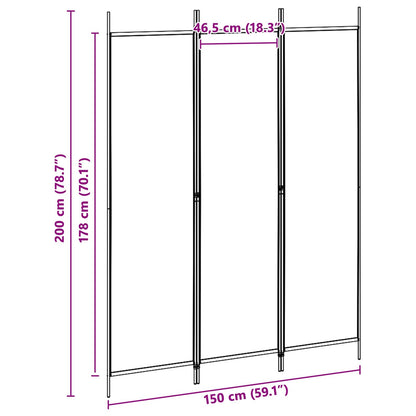 3-Panel Room Divider Beige 59.06 x 78.74 in Fabric