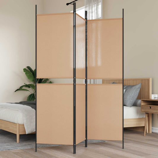 3-Panel Room Divider Beige 150 x 180 cm Fabric