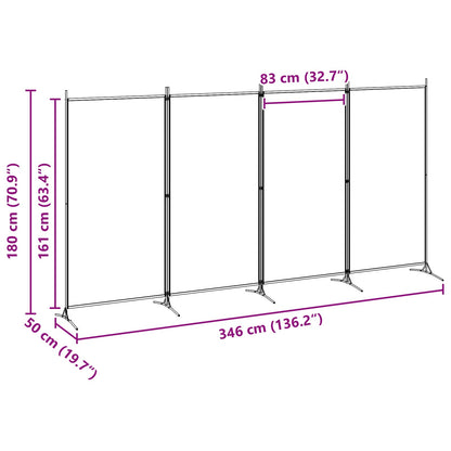 4-Panel Room Divider Beige 136.22 x 70.87 in Fabric