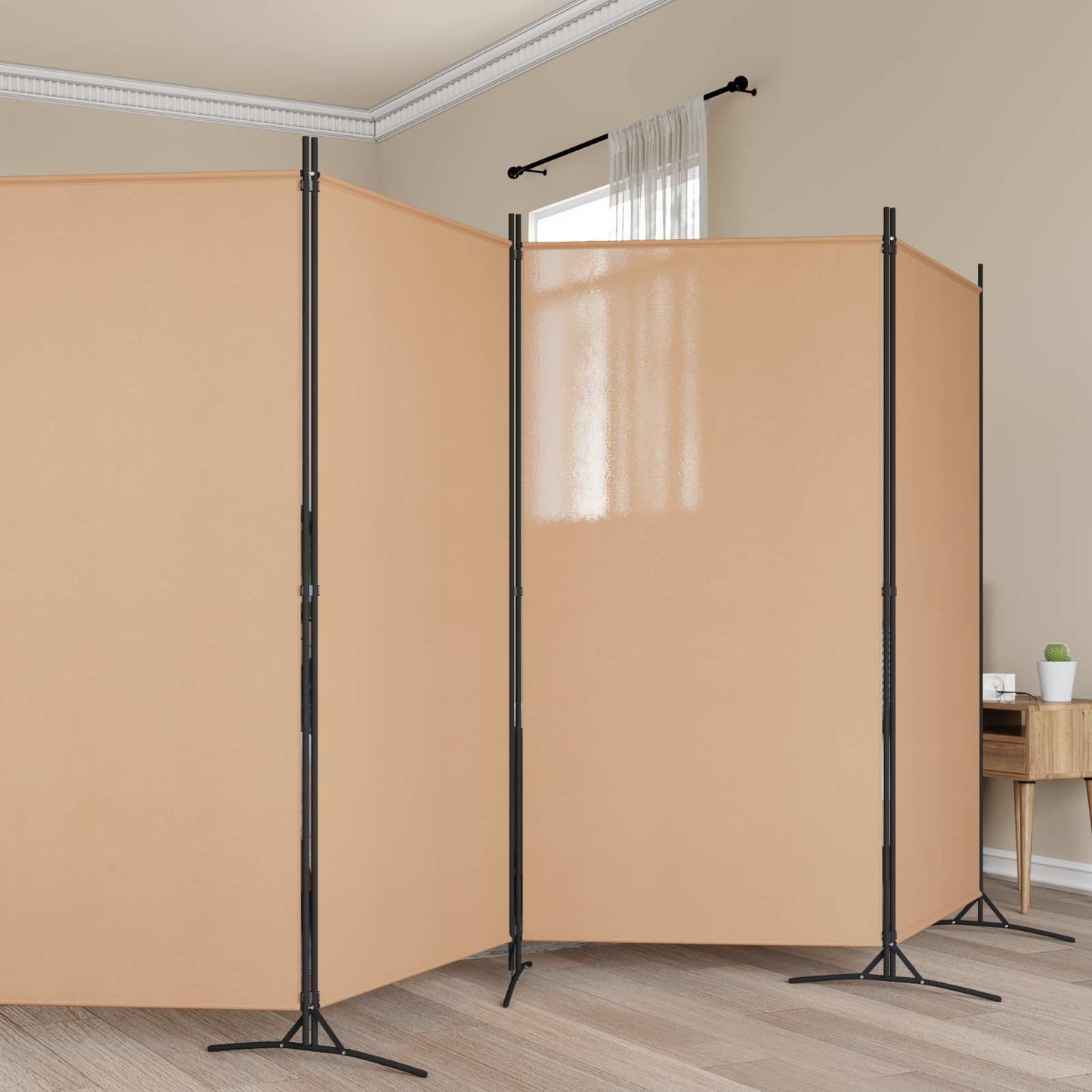 5-Panel Room Divider Beige 170.47 x 70.87 in Fabric