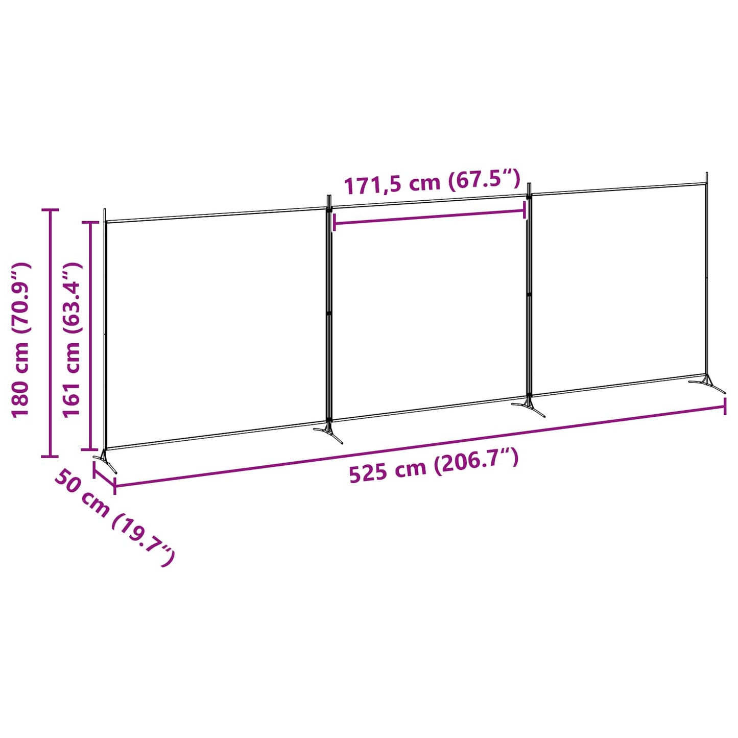 4-Panel Room Divider Beige 206.69 x 70.87 in Fabric