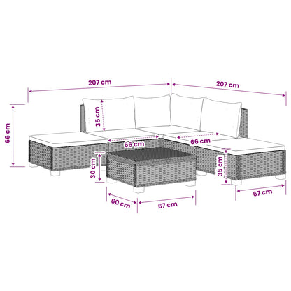 6 pcs Rattan Lounge Set with Cushions GENDT Natural Rattan