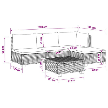 5 pcs Rattan Lounge Set with Cushions GENDT Natural Rattan