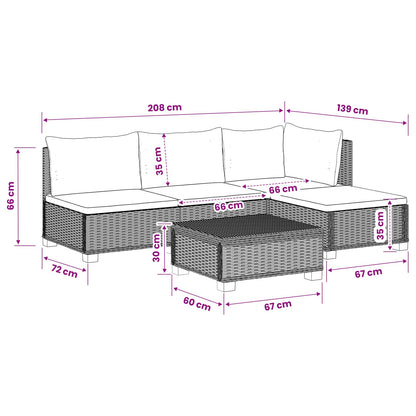 5 pcs Rattan Lounge Set with Cushions GENDT Natural Rattan