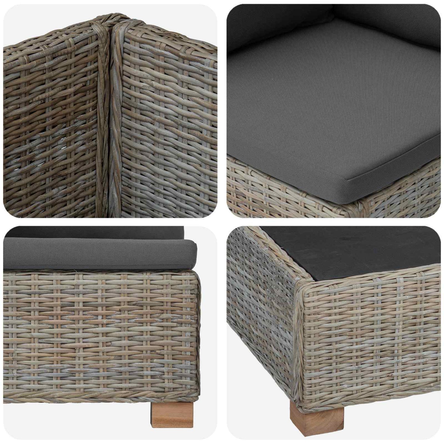 5 pcs Rattan Lounge Set with Cushions GENDT Natural Rattan