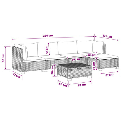 6 pcs Rattan Lounge Set with Cushions GENDT Natural Rattan