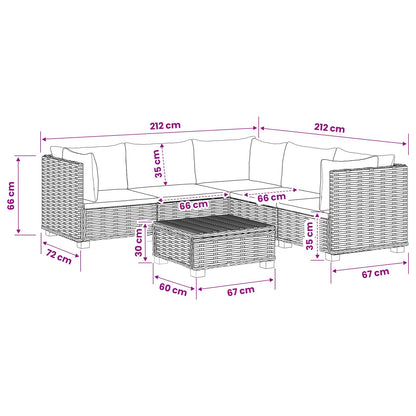 6 pcs Rattan Lounge Set with Cushions GENDT Natural Rattan