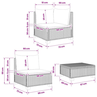 6 pcs Rattan Lounge Set with Cushions GENDT Natural Rattan