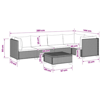 6 pcs Rattan Lounge Set with Cushions GENDT Natural Rattan
