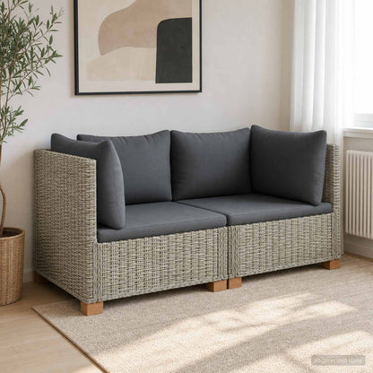 2 pcs Rattan Lounge Set with Cushions GENDT Natural Rattan