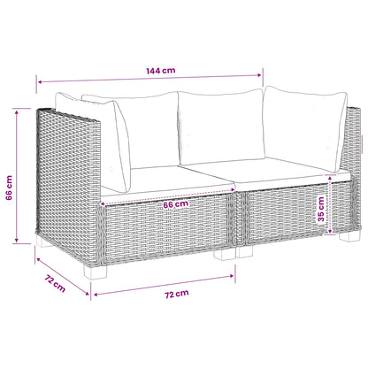 2 pcs Rattan Lounge Set with Cushions GENDT Natural Rattan