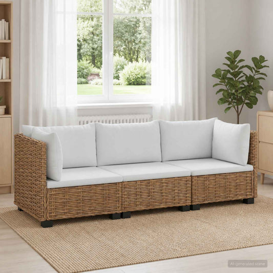 3 pcs Rattan Lounge Set with Cushions GENDT Natural Rattan