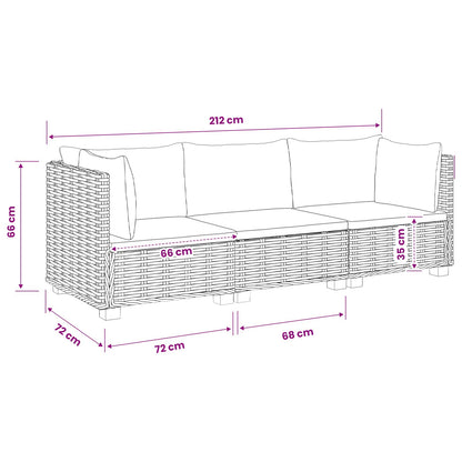 3 pcs Rattan Lounge Set with Cushions GENDT Natural Rattan