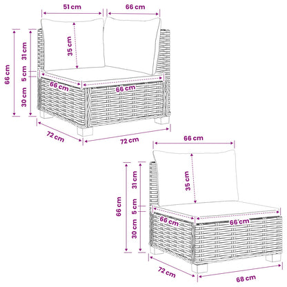 3 pcs Rattan Lounge Set with Cushions GENDT Natural Rattan